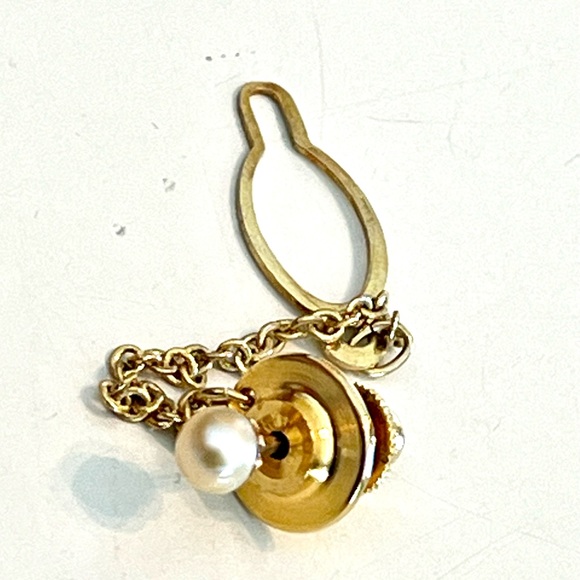 Vintage 60s 10k Genuine Cultured Pearl Tie Tac - Picture 5 of 7
